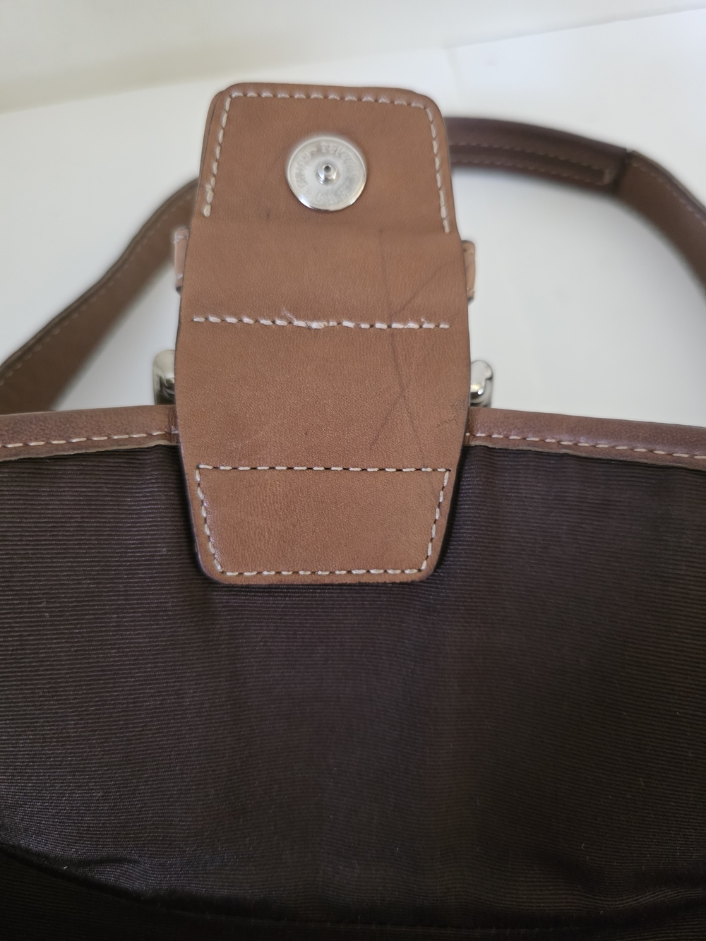 Coach Soho Signature Large Flap Shoulder Bag Brown Jacquard Canvas Leather Trim - Picture 11 of 16